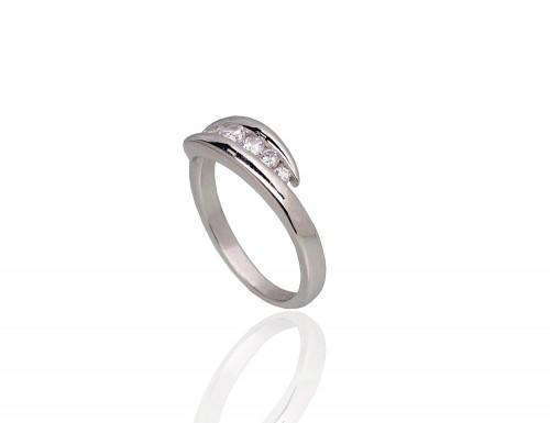 Серебряное кольцо #2101803(PRh-Gr)_CZ, Серебро 925°, родий (покрытие), Цирконы, Размер: 18, 3.2 гр. image 2