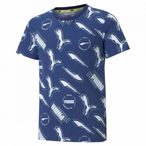 Krekls ar Īsām Piedurknēm Bērniem Puma AOP Tumši zils image 2