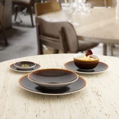 Flat plate Ariane Decor Ceramic Brown (10 cm) (24 Units) image 2