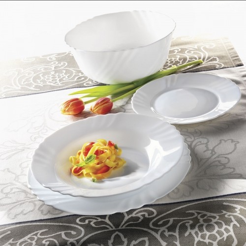 Flat plate Bormioli Rocco Ebro White Glass (24 cm) (36 Units) image 2