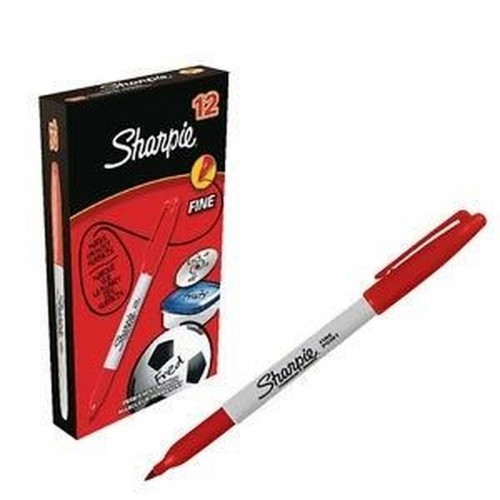 Permanent marker Sharpie Fine Point Red (12 Units) image 2