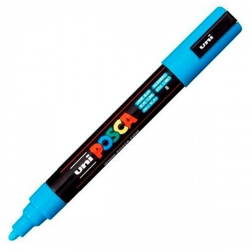Felt-tip pens POSCA PC-5M Light Blue (6 Units) image 2