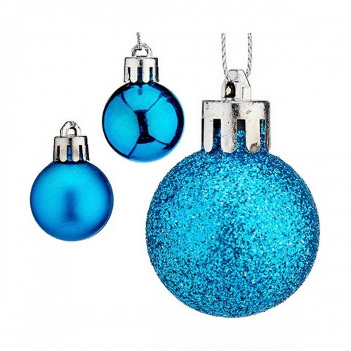 Set of Christmas balls Ø 3 cm Blue Plastic (12 Units) image 2