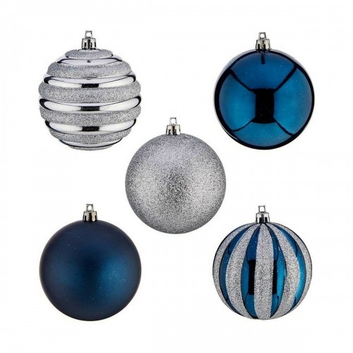 Set of Christmas balls Blue Silver Plastic Ø 6 cm (6 Units) image 2