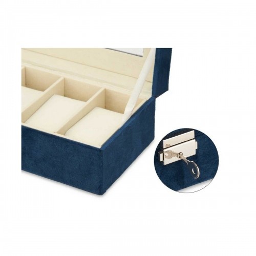 Box for watches Blue Metal (30,5 x 8,5 x 11,5 cm) (6 Units) image 2