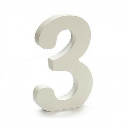 Number 3 Wood White (1,8 x 21 x 17 cm) (12 Units) image 2