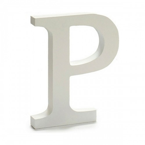 Letter P Wood White (1,8 x 21 x 17 cm) (12 Units) image 2