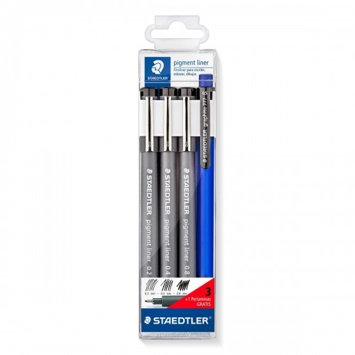 Set of Felt Tip Pens Staedtler Black (10 Units) image 2