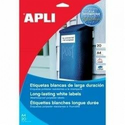 Printer Labels Apli 20 Sheets White image 2