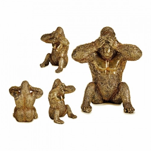 Decorative Figure Gorilla Golden Resin (9 x 18 x 17 cm) image 2