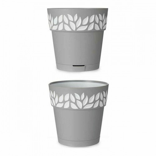 Self-watering flowerpot Stefanplast Grey 15 x 15 x 15 cm White Plastic (12 Units) image 2