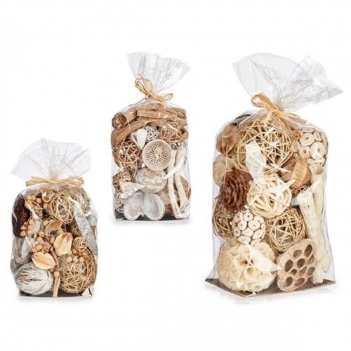 Bag Decorative Balls 18 x 34 x 14 cm Brown White (12 Units) image 2