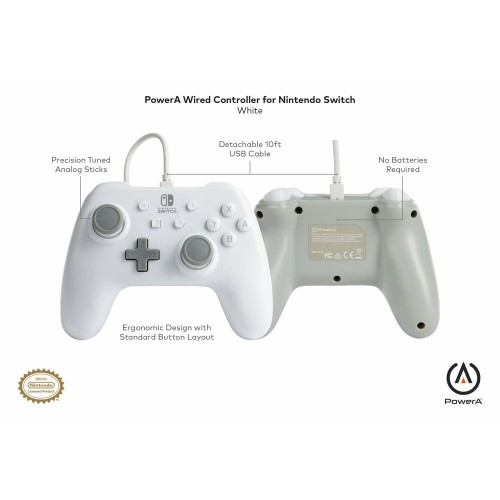 Gaming Control Powera Wired White Nintendo Switch image 2