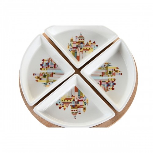 Uzkodu komplekts DKD Home Decor Dabisks Sarkans Daudzkrāsains Keramika Cottage Mājas (21,5 x 21,5 x 1 cm) image 2