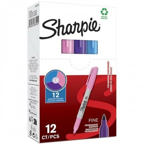 Постоянный маркер Sharpie Фиолетовый Розовый бирюзовый 0,9 mm (12 штук) image 2