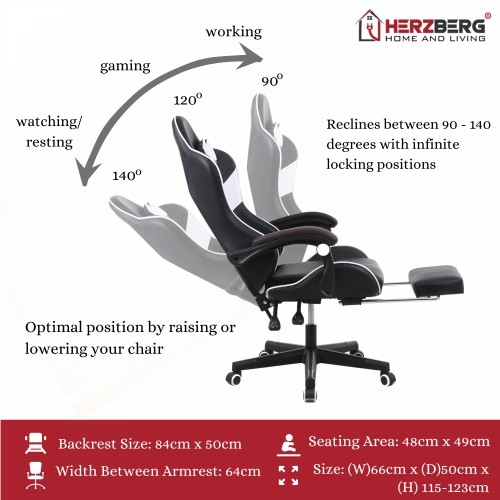 Herzberg Home & Living Herzberg HG-8083: Tri-color Gaming and Office Chair with Linear Accent Green image 2