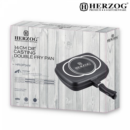 Herzog 34cm Die Casting Double Fry Pan image 2