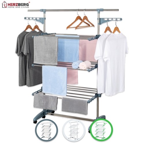 MSY Herzberg 3-Tier Clothes Laundry Drying Rack Green image 2