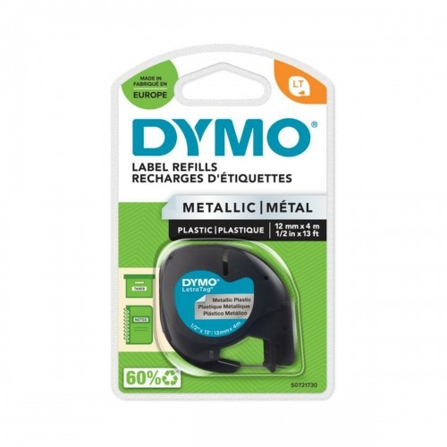 Ламинированная лента для фломастеров Dymo 91208 LetraTag® Чёрный Серебряный 12 mm (10 штук) image 2