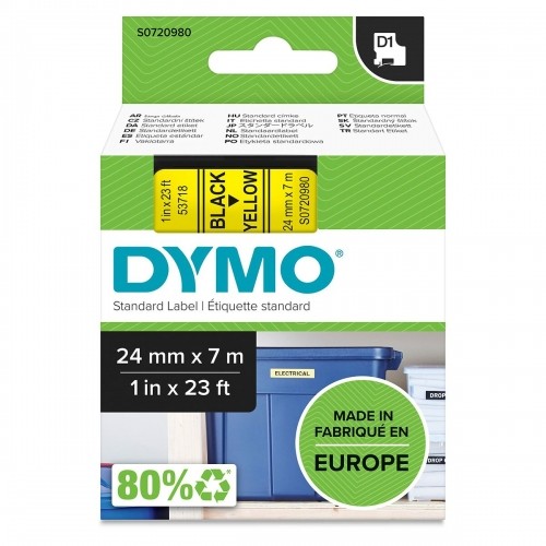 Ламинированная лента для фломастеров Dymo D1 53718 24 mm LabelManager™ Чёрный Жёлтый (5 штук) image 2