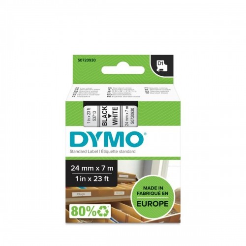 Laminated Tape for Labelling Machines Dymo D1 53713 24 mm LabelManager™ White Black (5 Units) image 2