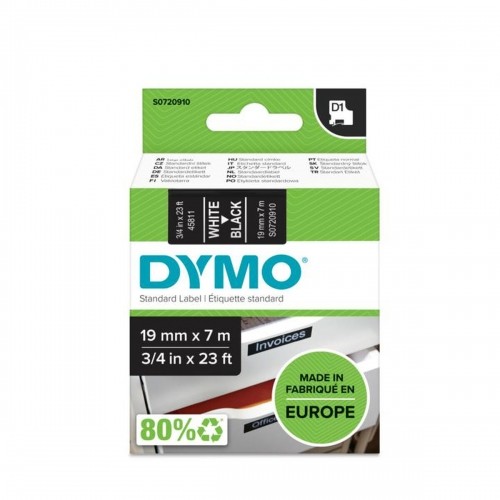 Ламинированная лента для фломастеров Dymo D1 45811 LabelManager™ Чёрный Белый 19 mm (5 штук) image 2
