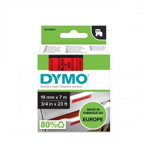 Laminated Tape for Labelling Machines Dymo D1 45807 LabelManager™ Black Red (5 Units) image 2