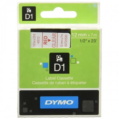 Ламинированная лента для фломастеров Dymo D1 45012 LabelManager™ Красный Прозрачный 12 mm Чёрный (5 штук) image 2