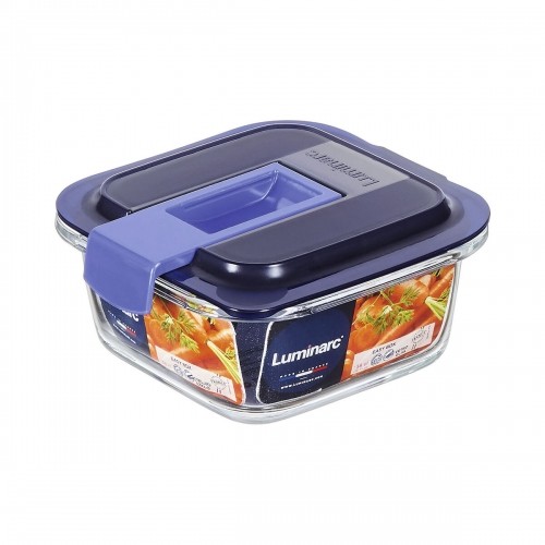 Hermetic Lunch Box Luminarc Easy Box Blue Glass (380 ml) (6 Units) image 2