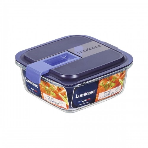 Hermetic Lunch Box Luminarc Easy Box Blue Glass (760 ml) (6 Units) image 2