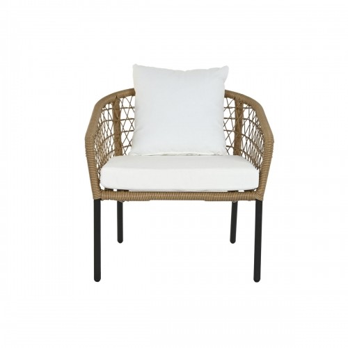 Table Set with 3 Armchairs DKD Home Decor White 137 x 73,5 x 66,5 cm synthetic rattan Steel image 2