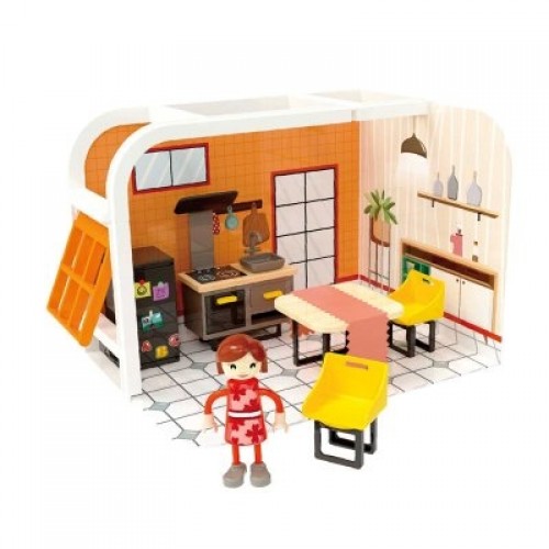 Woomax Koka mēbeles leļļu mājai (virtuve vai guļam istaba) 14 priekšmeti CB46491 image 2