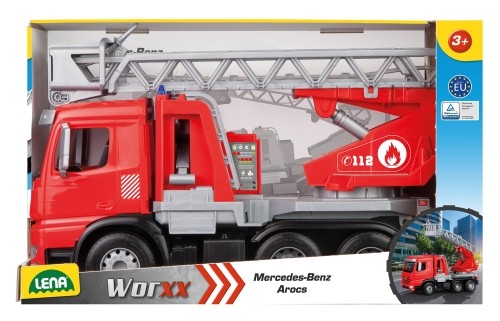 Пожарная машина с выдвижной лестницей и водометом Worxx Mercedes Arocs 52 см L04615 в ящике Lena Чехия image 2