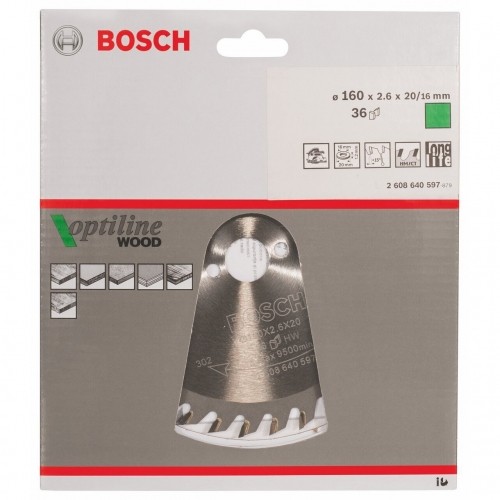 Bosch Circular Saw Blade Optiline 160x20/16 image 2