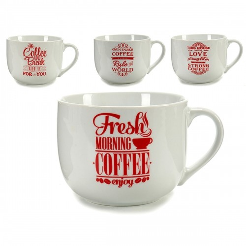 Cup Coffee Porcelain Red White 500 ml 24 Units image 2