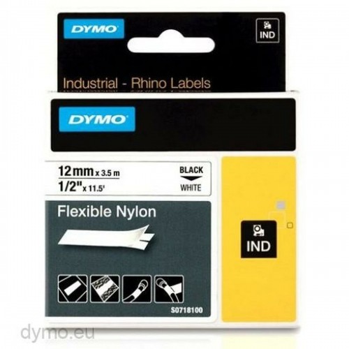 Laminēta lente iekārtu marķēšanai Rhino Dymo ID1-12 12 x 3,5 mm Melns Balts Pašlīpoši materiāli (5 gb.) image 2