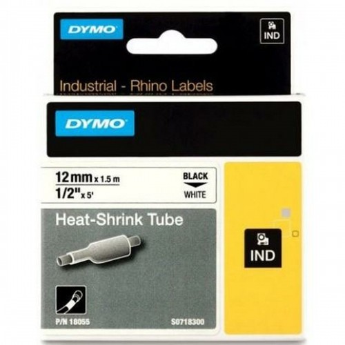 Laminated Tape for Labelling Machines Rhino Dymo ID1-12 White Black 12 x 1,5 mm (5 Units) image 2