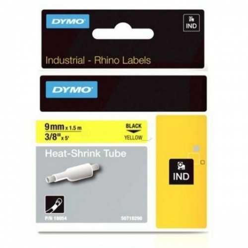 Laminated Tape for Labelling Machines Rhino Dymo ID1-9 Yellow Black 9 x 1,5 mm (5 Units) image 2