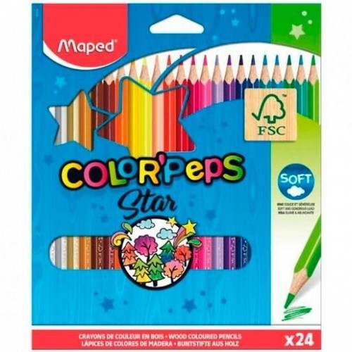 Colouring pencils Maped Color' Peps Star Multicolour 24 Pieces (12 Units) image 2