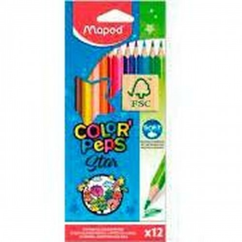 Colouring pencils Maped Color' Peps Star Multicolour 12 Pieces (12 Units) image 2