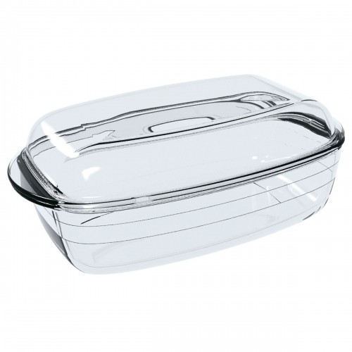 Serving Platter Ô Cuisine Rectangular With lid 1,6 L 2,9 L Transparent Glass (3 Units) image 2