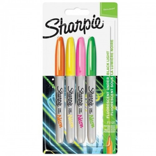 Set of Felt Tip Pens Sharpie Neon Multicolour 4 Pieces 1 mm (12 Units) image 2