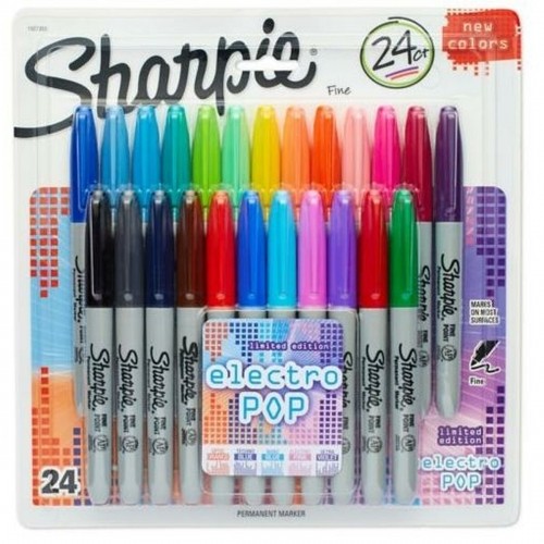 Set of Felt Tip Pens Sharpie Electro Pop Multicolour 24 Pieces 1 mm (6 Units) image 2