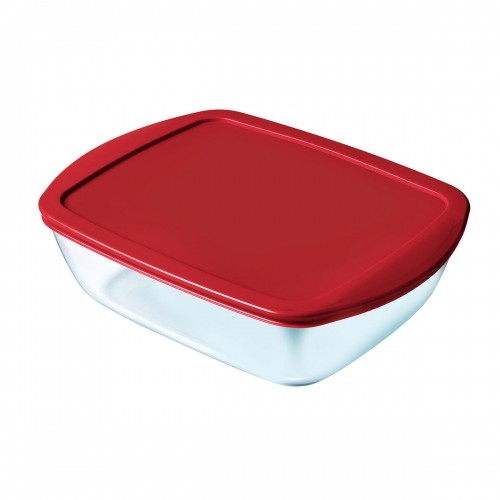 Прямоугольная коробочка для завтрака с крышкой Pyrex Cook & Store Прямоугольный 1 L Красный Cтекло (6 штук) image 2