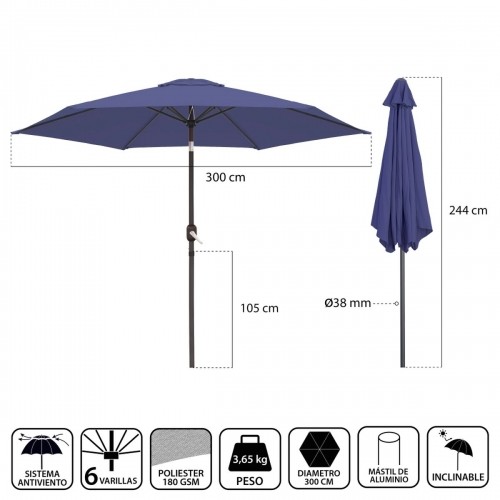 Sunshade Monty Aluminium Navy Blue 300 cm image 2