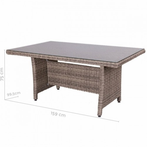 Bigbuy Home Pusdienu galds Patsy 160 x 100 x 75 cm Stikls Rotangpalma image 2