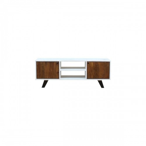 TV furniture DKD Home Decor White 135 x 35 x 40 cm Metal Mango wood image 2