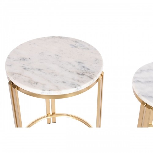 Набор из двух столиков DKD Home Decor Позолоченный Металл Белый Мрамор 40 x 40 x 55 cm image 2