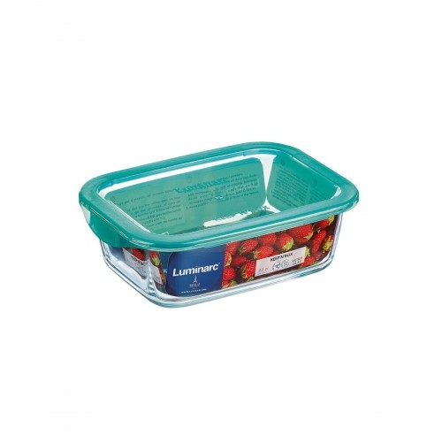 Rectangular Lunchbox with Lid Luminarc Keep'n Lagon Turquoise 1,97 l 22 x 15,6 x 7,2 cm Glass (6 Units) image 2