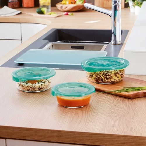Round Lunch Box with Lid Luminarc Keep'n Lagon 13,5 x 6 cm Turquoise 680 ml Glass (6 Units) image 2